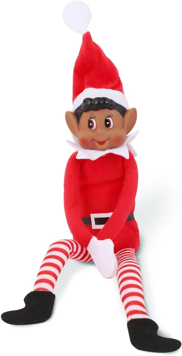 Skiennix Christmas Elf Behaving Badly Plush Toy - Naughty Bendy Doll | 12 Inches (Brown)