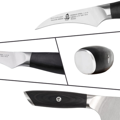 TUO Bird Beak Paring Knife - 2.75" Curved Paring Knife - High Carbon German Stainless Steel - Pakkawood Handle with Gift Box - Falcon Series