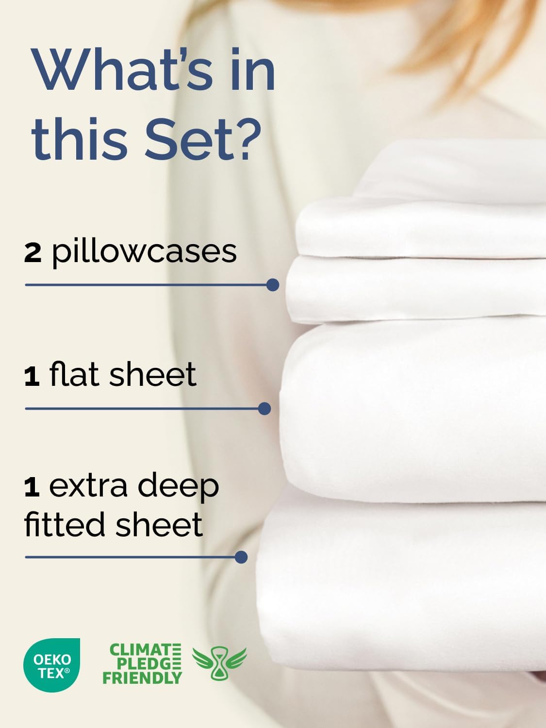 Skiennix Extra Deep Twin Sheet Set - 4-Piece Breathable Cooling Sheets - Luxury Hotel Quality - Antique White