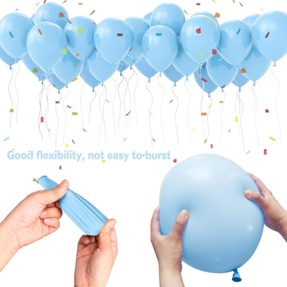 Pastel Blue Latex Balloons - 100 Pack 12 Inch Round Helium Balloons for Baby Shower & Birthday Decor
