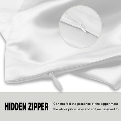 Silk Pillow Cases 2 Pack,Soft Breathable and Sliky Standard Size Pillow Cases Set of 2,Natural Mulberry Silk Pillowcase Set of 2 for Hair and Skin with Hidden Zipper (White,20"X 26",2pcs)