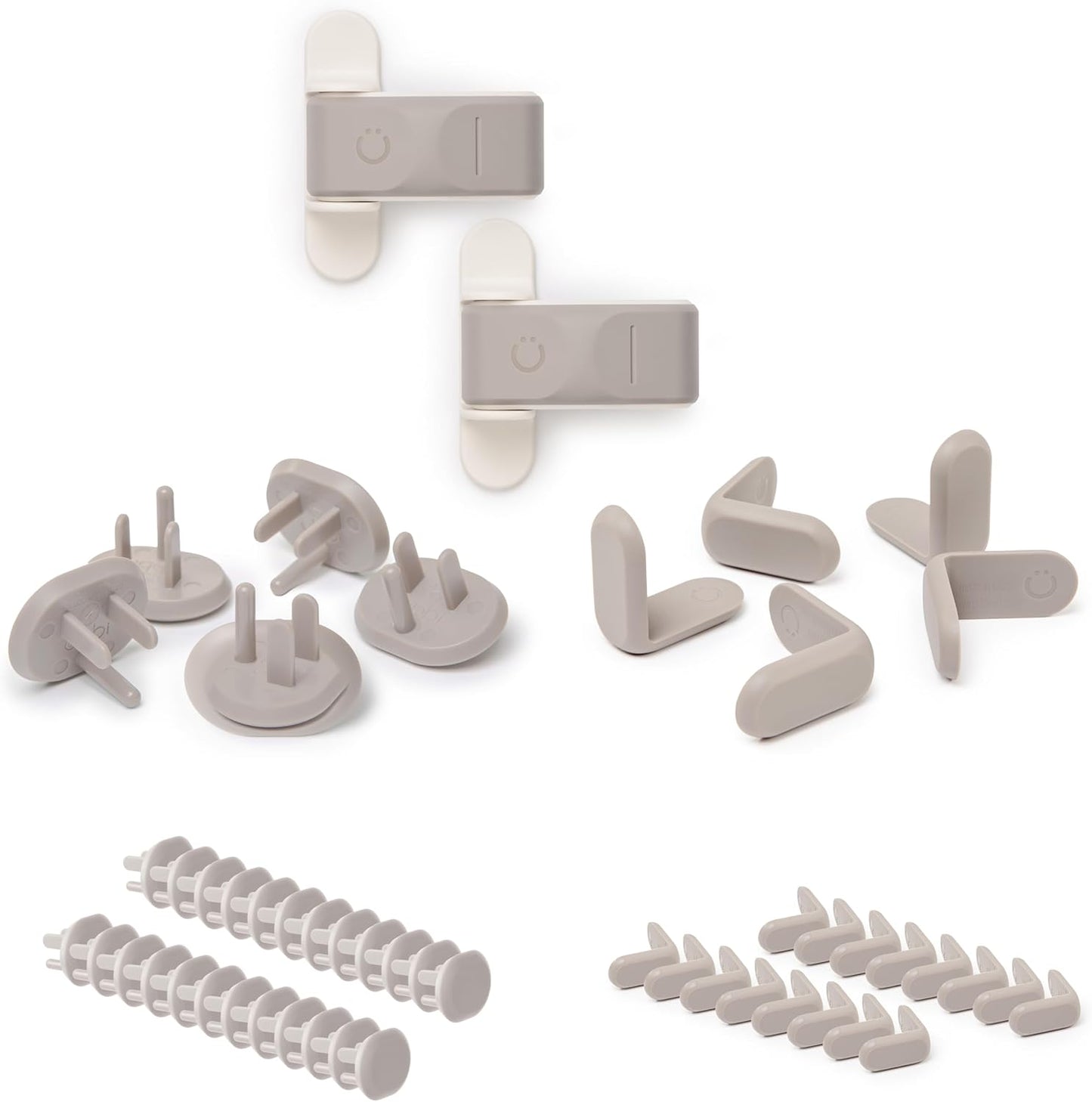 Ubbi Safety Bundle - Complete Childproofing Kit with 36 Outlet Covers, 16 Corner Protectors & 2 Pinch Guards - Taupe