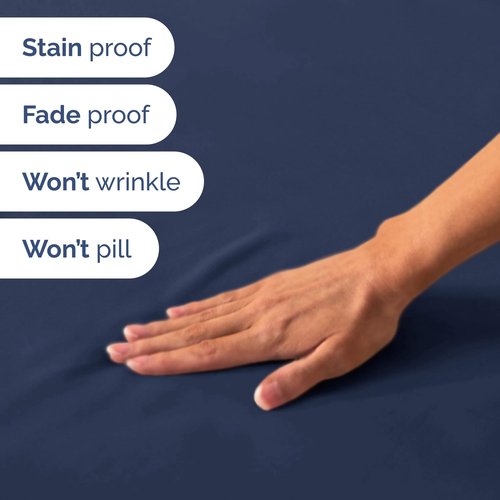 Short Queen Size 4 Piece Sheet Set - RV Short Queen, Soft, Breathable & Cooling Bed Sheets Set w/ Deep Pockets - Hotel Luxury Bedding for Women, Men, Kids, Teens, Boys & Girls - Oeko-Tex - Navy Blue