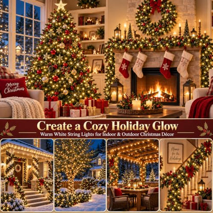 Connectable 2-Pack 164ft 400 LED Christmas String Lights Warm White with 13 Modes