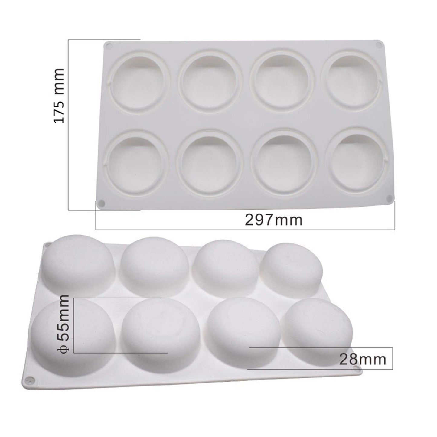 Silicone Cake Mold for Baking，8 Holes 3D Stone Round Shape Silicone Mousse Cake Pop Form,Non-Stick Candy Chocolate Jelly Baking Mould Tray,Pastry Cheesecake Pudding Bread Decorating Tool for Homemade