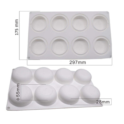 Silicone Cake Mold for Baking，8 Holes 3D Stone Round Shape Silicone Mousse Cake Pop Form,Non-Stick Candy Chocolate Jelly Baking Mould Tray,Pastry Cheesecake Pudding Bread Decorating Tool for Homemade