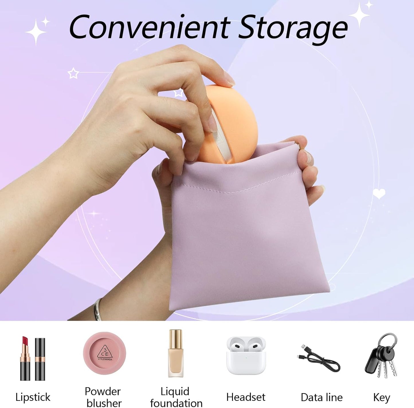 Personalized Snap Closure Leather Organizer Pouch 4 PCS Small Makeup Bag for Purse Mini Portable Cosmetic Bags for Women Lambskin Pocket Cosmetic Bag