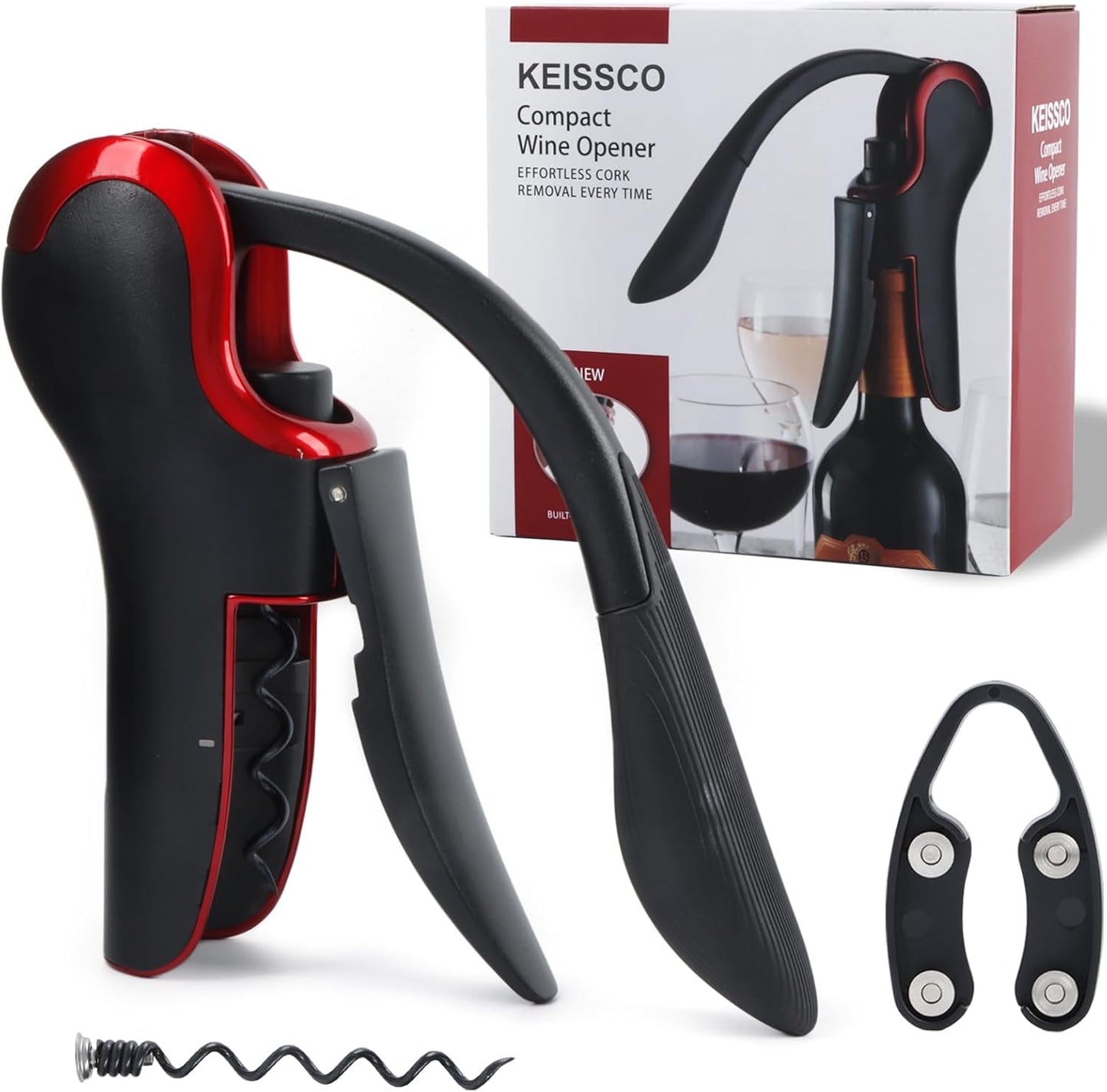 Wine Opener Compact Vertical Corkscrew Wine Bottle Opener with Built-in Foil Cutter