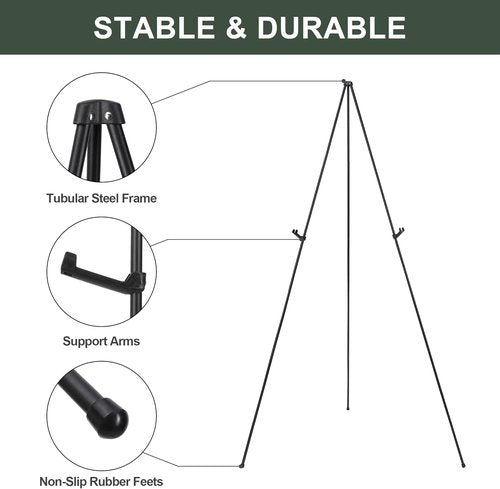 DANMO Adjustable Metal Easel Stand - 63'' Wedding Sign Display | Floor Art Easel in Black