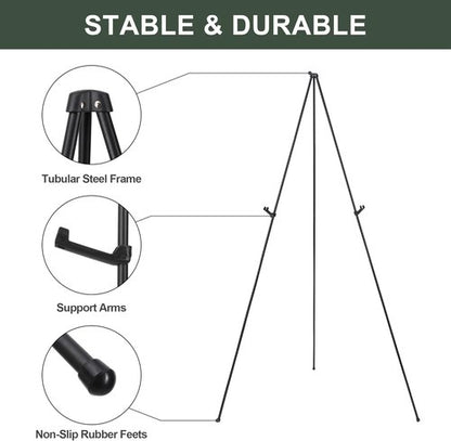 DANMO Adjustable Metal Easel Stand - 63'' Wedding Sign Display | Floor Art Easel in Black