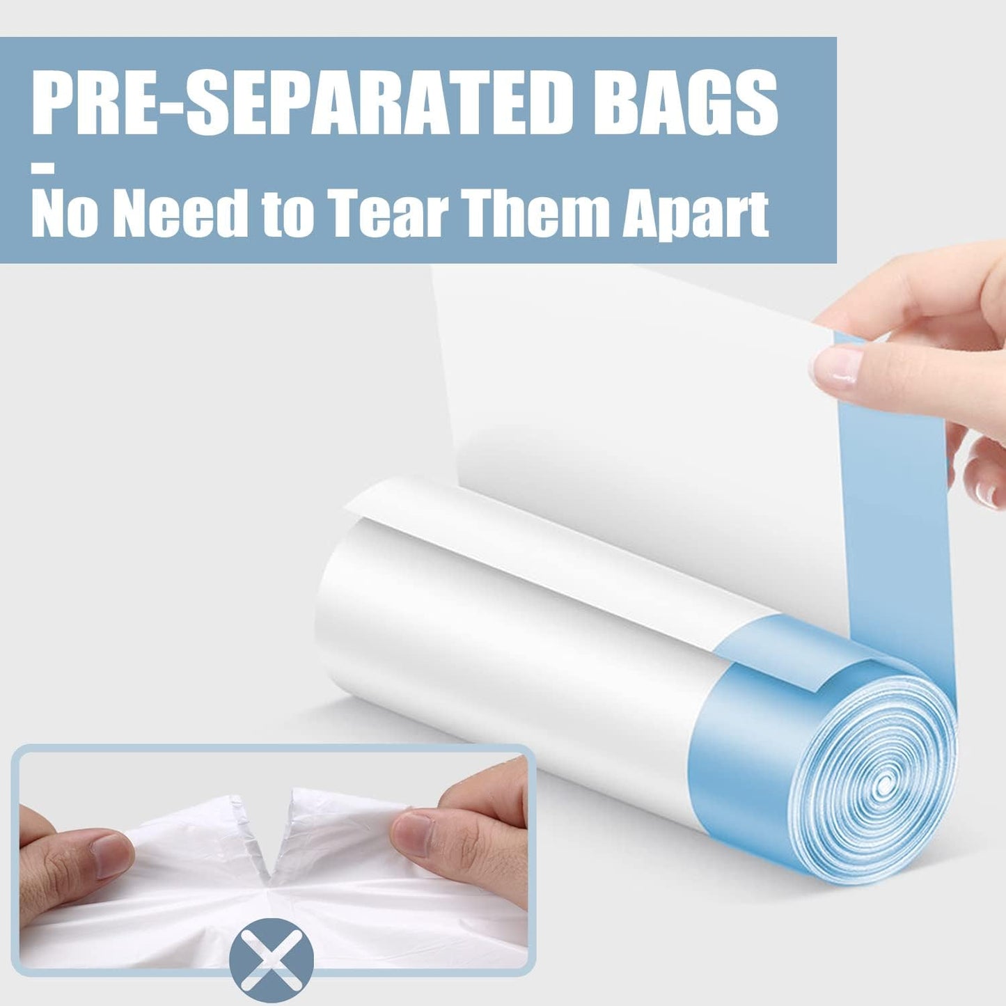 Small Trash Bags - 4 Gallon Drawstring Garbage Bags | Tear-Free, Unscented, 57 Count