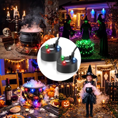 2-Pack Halloween Mist Maker Fogger with LED Light Ultrasonic Fog Machine