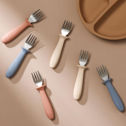 Skiennix Toddler Forks Set - 6-Piece Kids Safe Utensils with Silicone Handles | BPA-Free, Dishwasher Safe