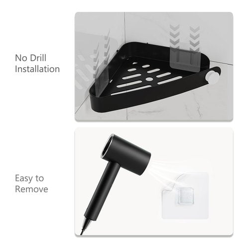 Sotfamily Plastic Shower Caddy Corner (for 90° Only), 4 Pack Adhesive Corner Shower Shelves for Bathroom Organizers and Storage, Black