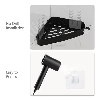 Sotfamily Plastic Shower Caddy Corner (for 90° Only), 4 Pack Adhesive Corner Shower Shelves for Bathroom Organizers and Storage, Black
