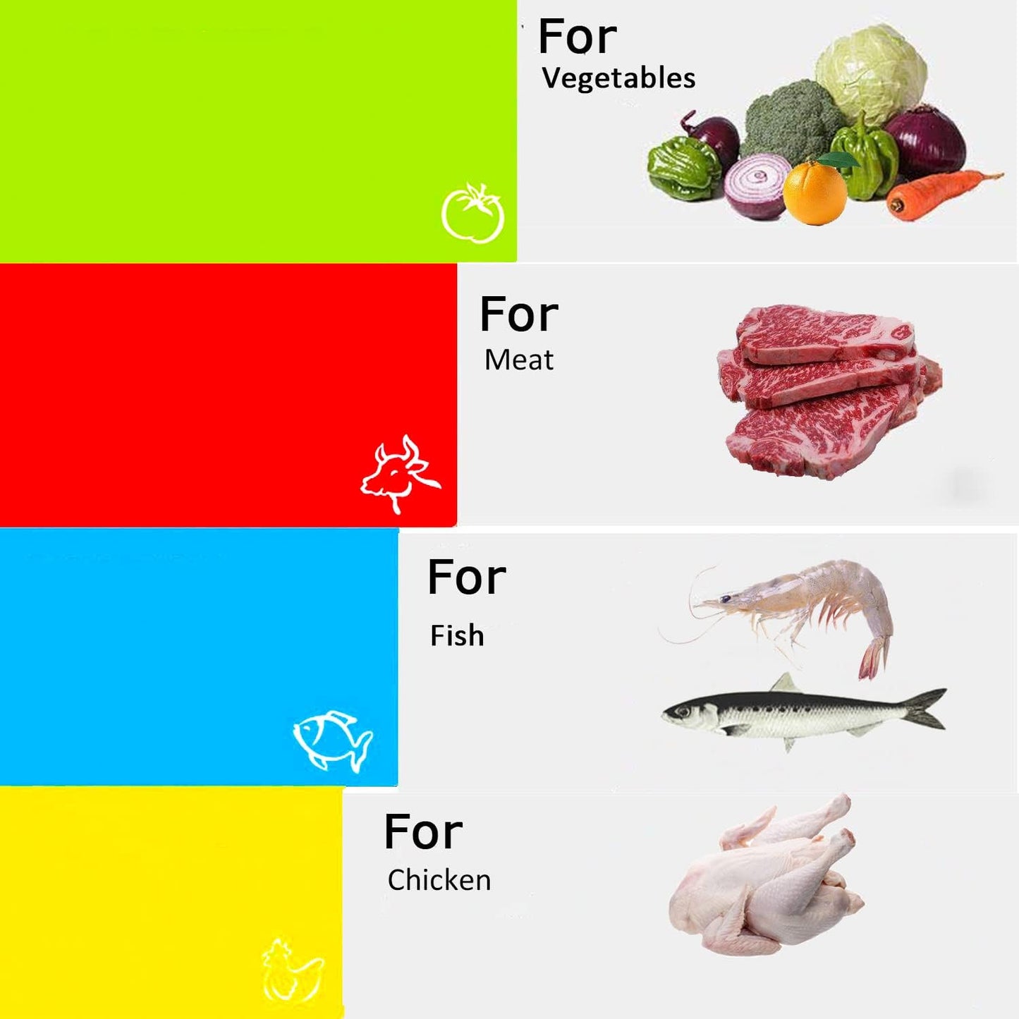 Skiennix Flexible Cutting Board Set - Easy-Grip Colored Mats for Cooking | 4-Piece Plastic Sheets