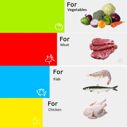 Skiennix Flexible Cutting Board Set - Easy-Grip Colored Mats for Cooking | 4-Piece Plastic Sheets