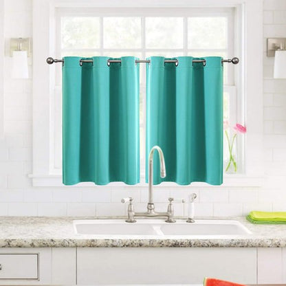 ChrisDowa Small Window Curtains - Grommet Thermal Insulated Room Darkening Panels (Teal, 52 x 36 Inch)