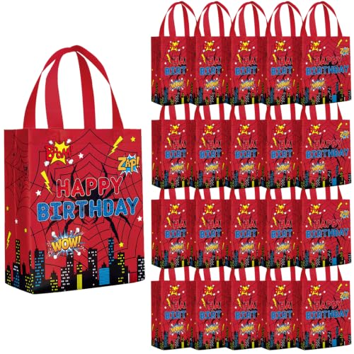Reusable Cartoon Spider Gift Bags - 20 Pack for Birthday Party Favors