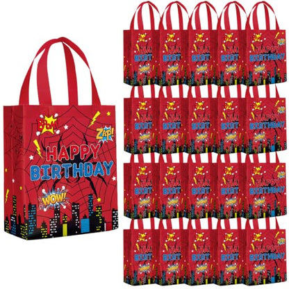 Reusable Cartoon Spider Gift Bags - 20 Pack for Birthday Party Favors