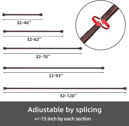 GXOACKJ Curtain Rods - Heavy Duty 5/8 Inch Metal Set for Windows 32 to 48 Inch - 2 Pack Brown