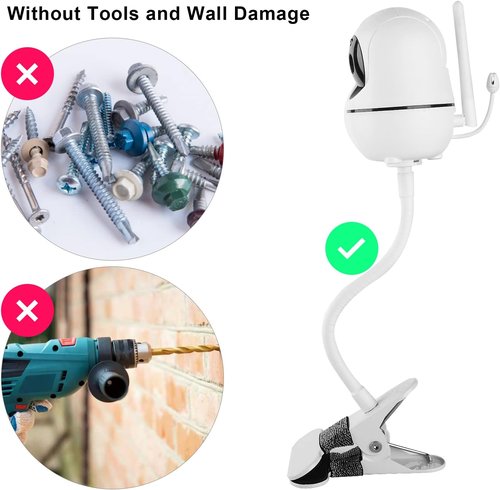 HelloBaby Flexible Baby Monitor Mount - Tool-Free Installation | Compatible with HB65, HB6550, HB6558, HB66, HB248 & ANMEATE SM935E/SM650