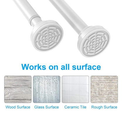 TEECK Shower Curtain Rod, 40-73 inch Adjustable Tension Spring, Shower Curtain Rod Tension, Premium Stainless Steel, Anti-Slip, No Drilling, No Rust, for Bathroom, White