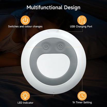 Tyute Baby Night Light, Nursery Night Lamp with 8 RGB Colors Changing, Soft BPA Free Silicone Touch Night Light for Kids Room Breastfeeding, 1h Timer, Rechargeable & Stepless Dimming