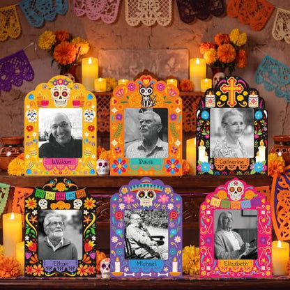 36Pcs Día de los Muertos Paper Photo Frames Decorations Set