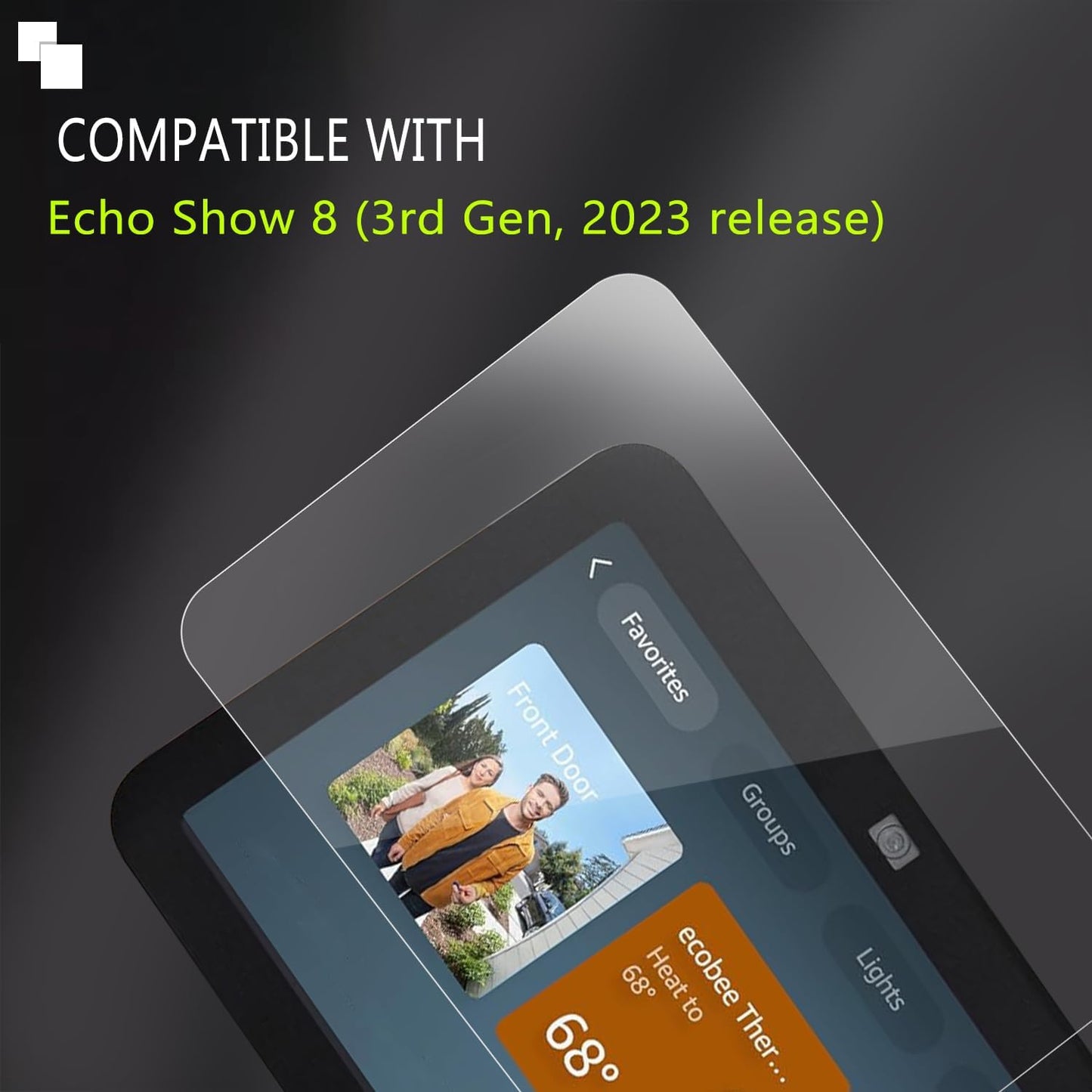 MUBUY-GOL Tempered Glass Screen Protector - 9H Hardness, Ultra Clear, Anti-Fingerprint for Echo Show 8 (3rd Gen, 2023)