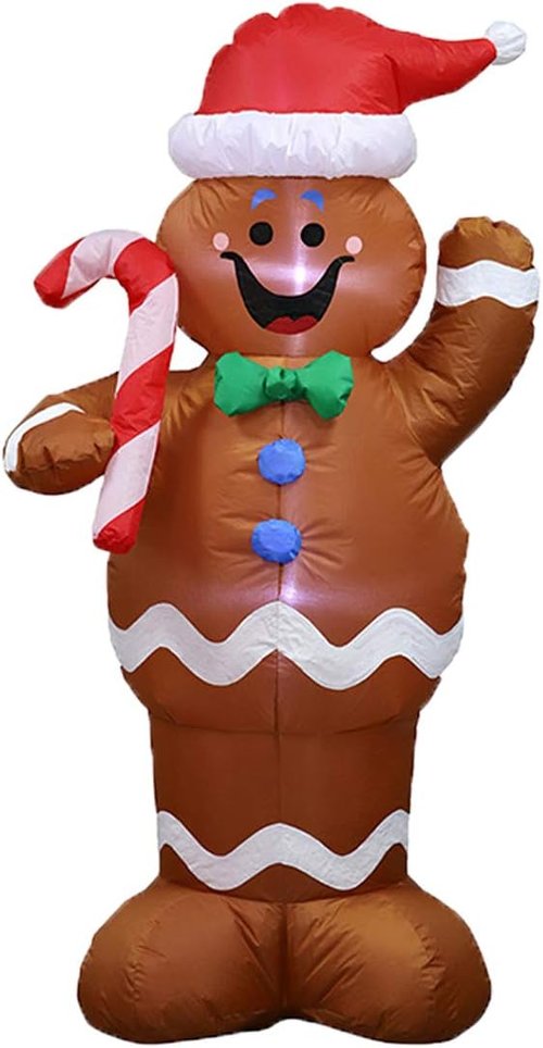 Gingerbread Man Inflatable Christmas Yard Decoration - 5ft Indoor/Outdoor Holiday Decor