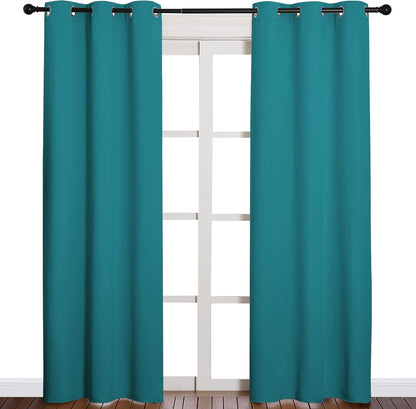NICETOWN Blackout Curtains - Thermal Insulated Room Darkening Panels | 84 Inch Length, Peacock Teal (2 Pieces)