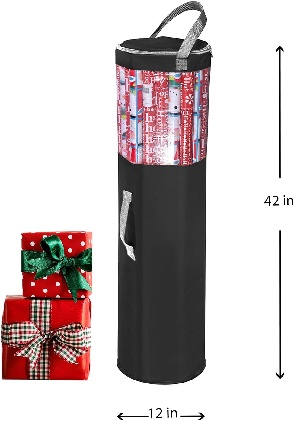 Primode Wrapping Paper Storage Bag - Durable 600D Oxford Organizer for Under Bed, 42” Length (Black)