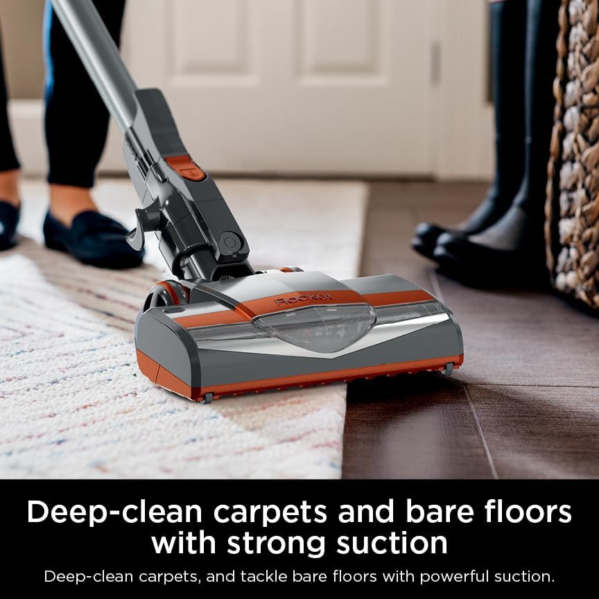 Shark HV302 Rocket Pet Corded Stick Vacuum - Lightweight, Swivel Steering for Carpets & Hard Floors | Includes Hand Vacuum & Tools, Orange