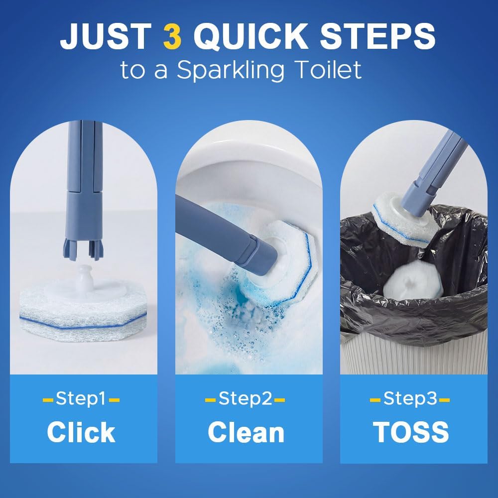 Roundsquare Toilet Bowl Cleaner - 40 Disinfecting Refill Heads & Wands | Complete Cleaning System Kit