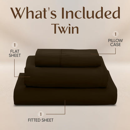 Utopia Bedding Twin Sheet Set - Soft & Breathable 3-Piece Microfiber Bed Sheets | Oeko-Tex Certified (Brown)