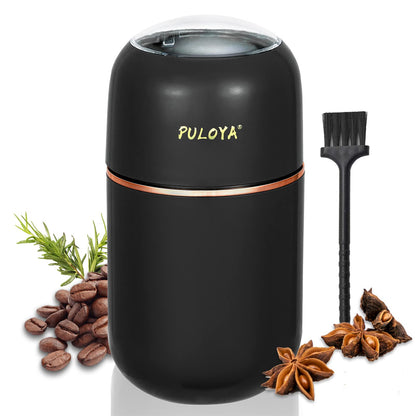 PULOYA Coffee Grinder Electric for Beans, Spices, Herbs, Grains and Nuts, Stainless Steel Blades, 2.8 oz, Black