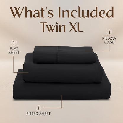 Utopia Bedding Twin XL Sheet Set - Soft Microfiber 3-Piece Bed Sheets in Black | Oeko Tex Certified