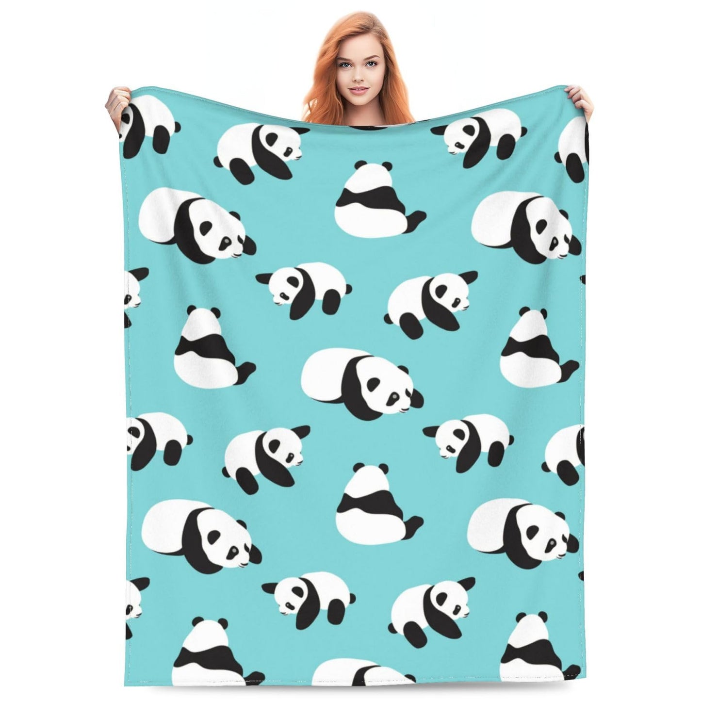 BLUBLU Cute Panda Flannel Fleece Bed Blanket Throw Blanket Lightweight Cozy Plush Blanket for Bedroom Living Rooms Sofa Couch 60"x50"