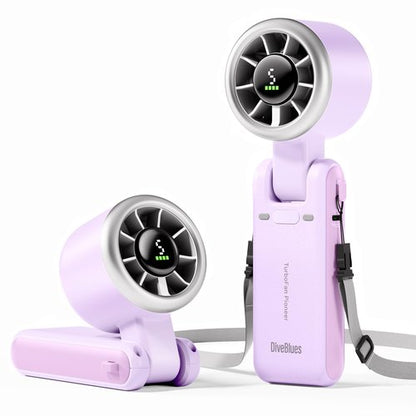 Diveblues Portable Handheld Turbo Fan, 5 Gear Wind, Battery Operated, Up to 12 Working Hours, 3 IN 1 Hand Fan with Air Turbo Tech Cooling Fan for Outdoor Activities, Travel, Working