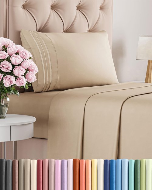 Hotel Luxury Twin Size 3-Piece Sheet Set - Comfy, Breathable & Cooling Bed Sheets - Ultra-Soft, Wrinkle-Free, Deep Pockets - Oeko-Tex Certified - Cream