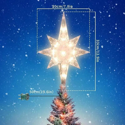 12.9 Inch Christmas Tree Topper Bethlehem Star with Warm Lights - Festive Holiday Decor