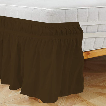 Wrap Around Bed Skirt, Luxurious 100% Egyptian Cotton 800 Thread Count 1 Pcs Bed Skirt, 18" Inch Drop - Twin Size (39" X 75") Inch, Chocolate Solid