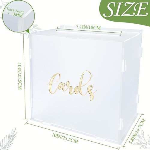 OurWarm Acrylic Wedding Card Box with String Light, Frosted Gift Card Box for Wedding Decorations for Reception, Money Box for Bridal Shower Decorations Party Reception Anniversary