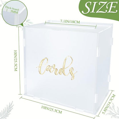 OurWarm Acrylic Wedding Card Box with String Light, Frosted Gift Card Box for Wedding Decorations for Reception, Money Box for Bridal Shower Decorations Party Reception Anniversary