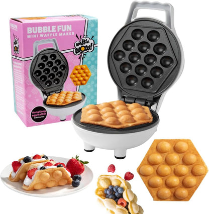Skiennix Bubble Mini Waffle Maker - Fun Tiny Hong Kong Egg Design, 4" Non-Stick Electric Waffler | Perfect for Desserts and Dorms