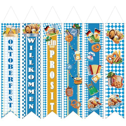 Oktoberfest Banner Set - Light Blue Bavarian Party Decorations, 6 Pieces