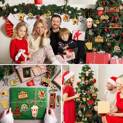 Christmas Movie Night Wooden Hanging Ornaments - 80 Pcs Party Decorations