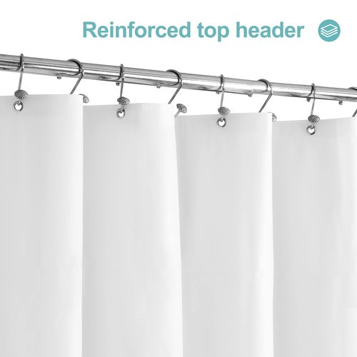 Mrs Awesome White Shower Curtain Liner with 3 Magnets, 72x72 Premium Flexible Sturdy Plastic Shower Curtain for Bathroom Lightweight & Waterproof, White