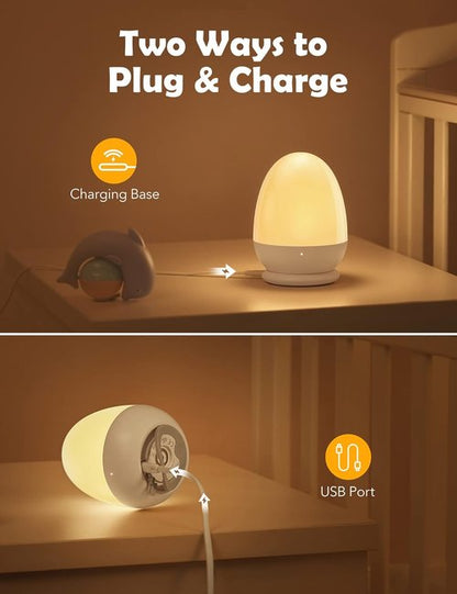 JolyWell Baby Night Light - Portable Touch Lamp with Charging Pad & Timer | White, 2-In-1 Design